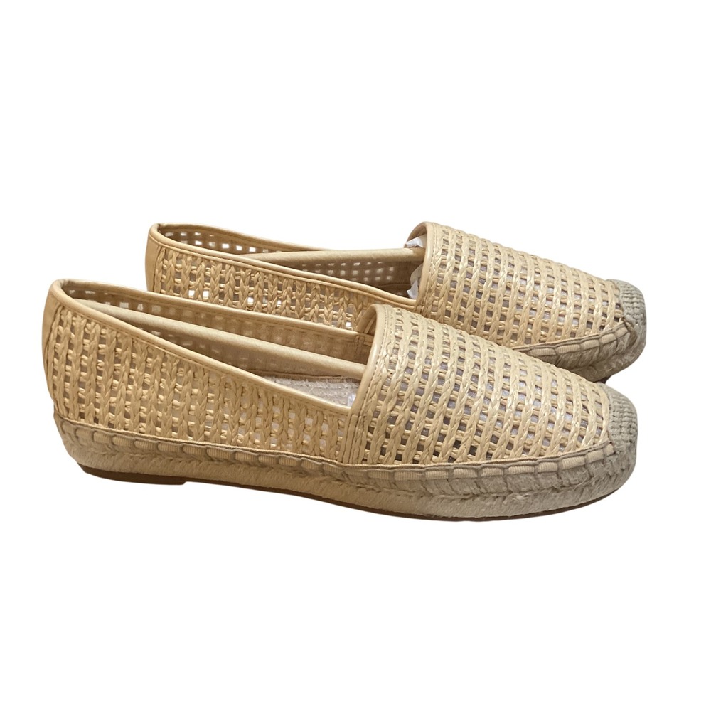 J.Crew Women Woven Slip-On Espadrilles Natural Grid Beige Sz 9.5 w/ original box